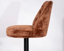 Meuble House Lot de 2 chaises de bar pivotantes en velours ras terracotta avec dossier haut 