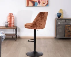 Meuble House Lot de 2 chaises de bar pivotantes en velours ras terracotta avec dossier haut 