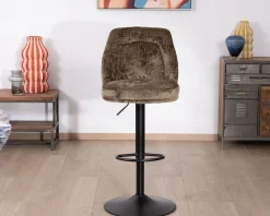Meuble House Lot de 2 chaises de bar réglables en hauteur "Zoung" en velours moka Discount