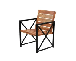 Meuble House Lot de 2 chaises de jardin en bois et métal 