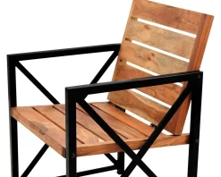Meuble House Lot de 2 chaises de jardin en bois et métal 