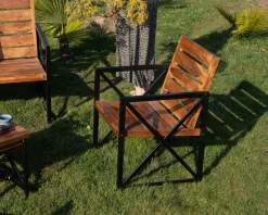 Meuble House Lot de 2 chaises de jardin en bois et métal 