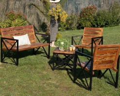 Meuble House Lot de 2 chaises de jardin en bois et métal 