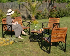 Meuble House Lot de 2 chaises de jardin en bois et métal 