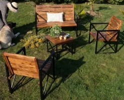 Meuble House Lot de 2 chaises de jardin en bois et métal 
