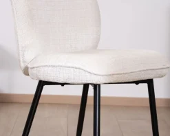 Meuble House Lot de 2 chaises de repas confort style scandinave "Kinsac" en tissu bouclette blanc Best