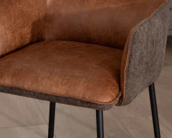 Meuble House Lot de 2 chaises de repas confort "Lokka" bi-matière cognac et marron Hot