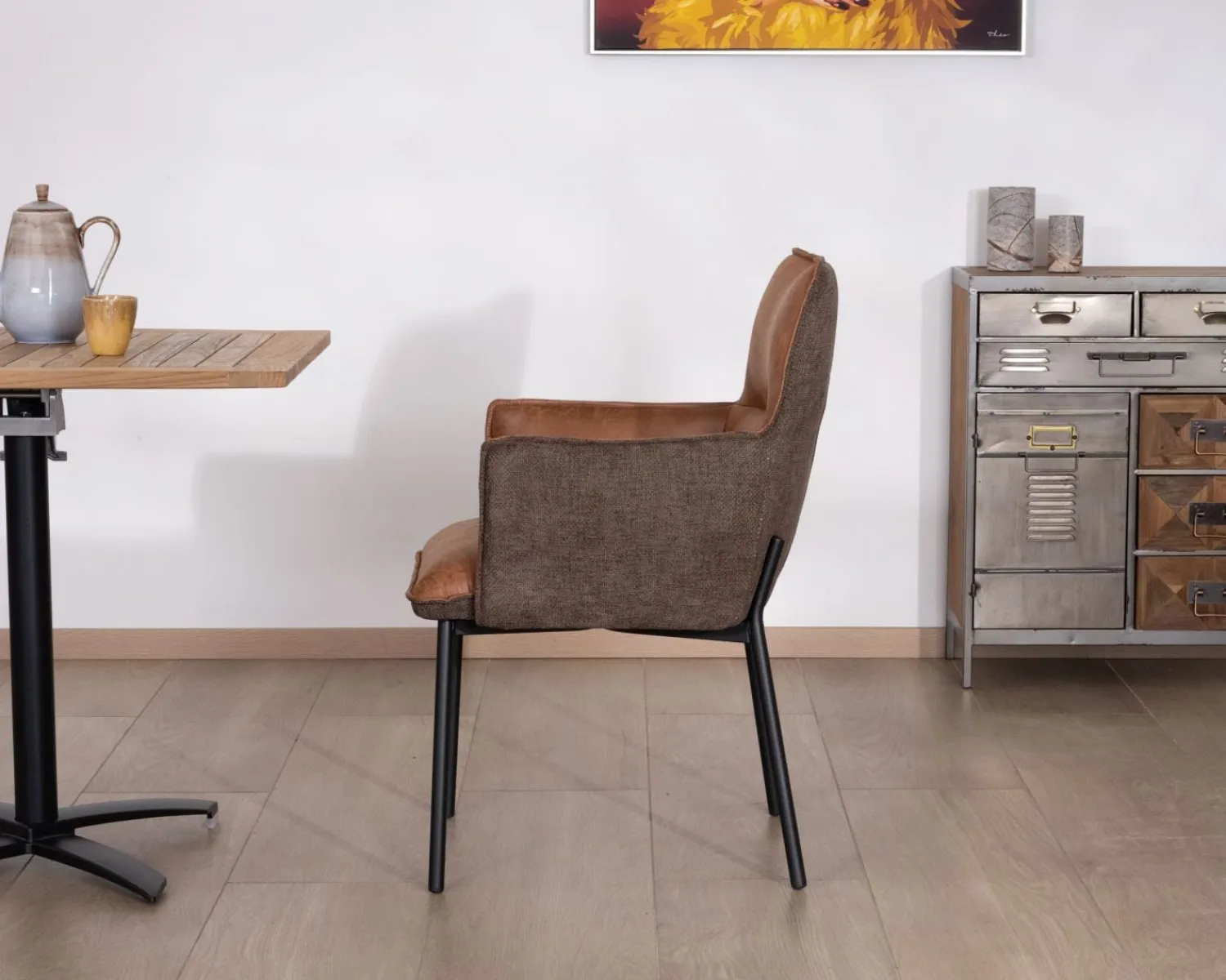 Meuble House Lot de 2 chaises de repas confort "Lokka" bi-matière cognac et marron Hot