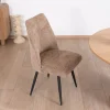 Meuble House Lot de 2 chaises de repas contemporaines matelassées en tissu bouclette grège "Ondine" Sale