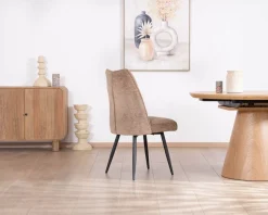 Meuble House Lot de 2 chaises de repas contemporaines matelassées en tissu bouclette grège "Ondine" Sale