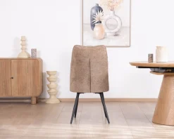 Meuble House Lot de 2 chaises de repas contemporaines matelassées en tissu bouclette grège 