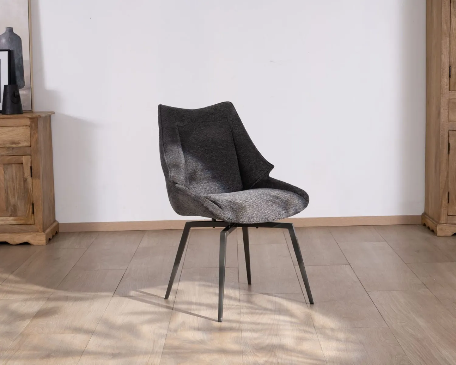Meuble House Lot de 2 chaises de repas contemporaines design "Niko" tissu anthracite Best