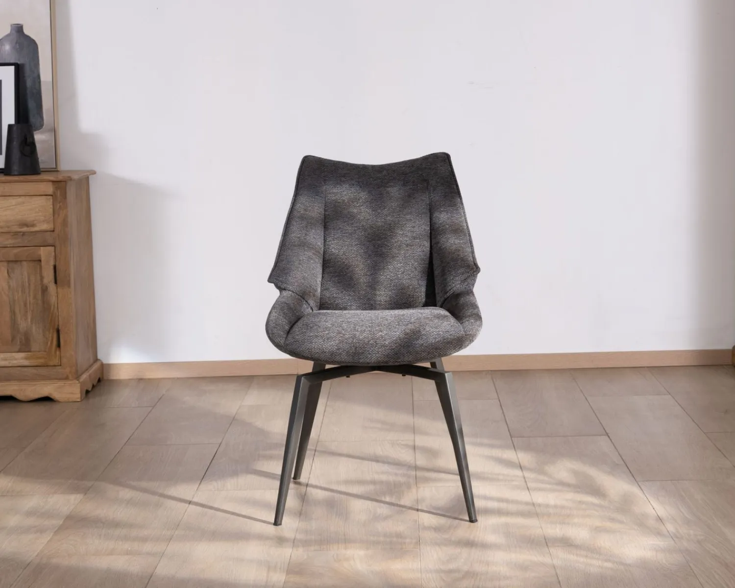 Meuble House Lot de 2 chaises de repas contemporaines design "Niko" tissu anthracite Best