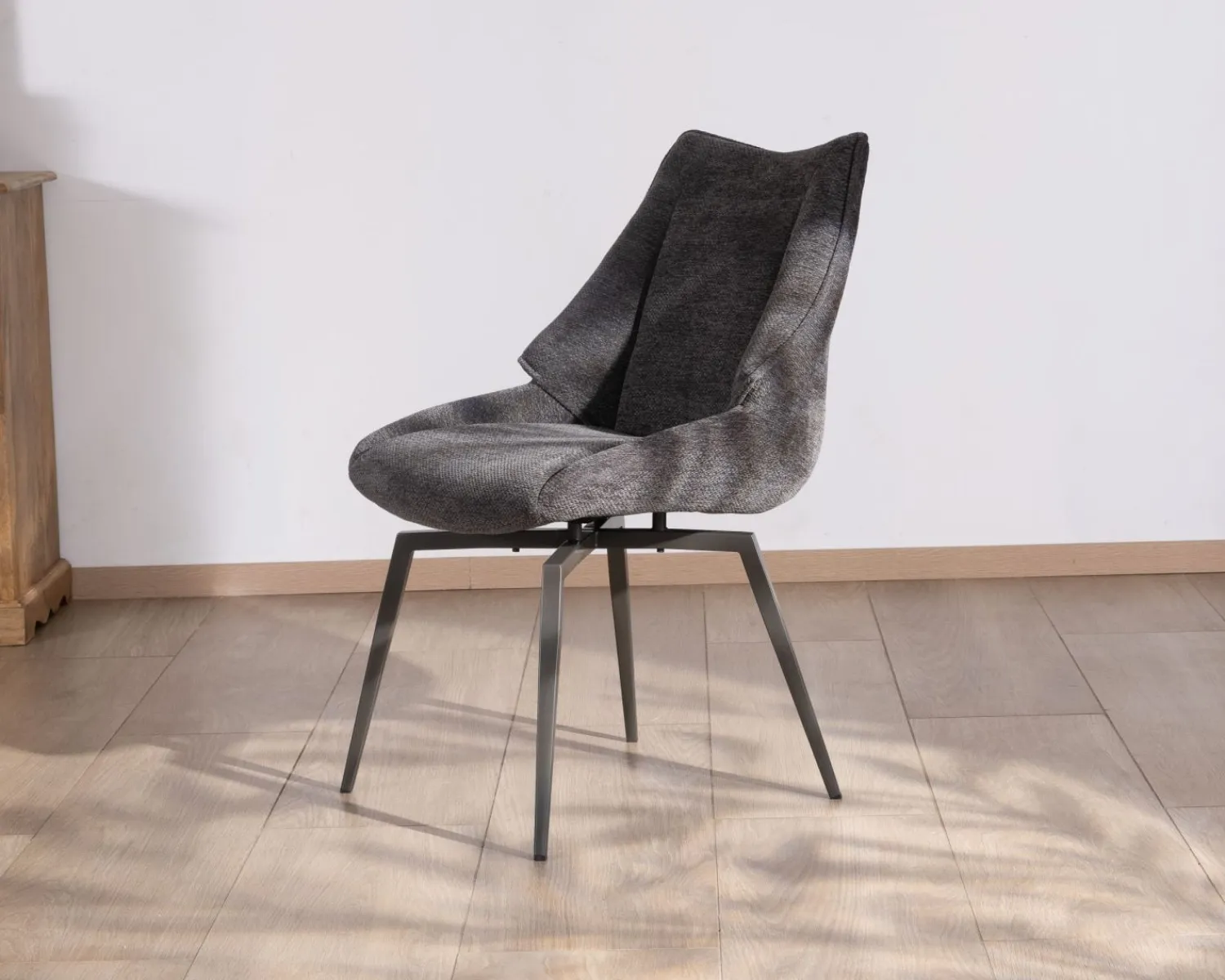 Meuble House Lot de 2 chaises de repas contemporaines design "Niko" tissu anthracite Best