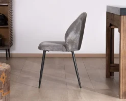 Meuble House Lot de 4 chaises de repas contemporaines en velours côtelé gris 