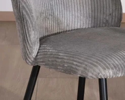 Meuble House Lot de 4 chaises de repas contemporaines en velours côtelé gris 