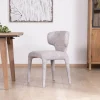 Meuble House Lot de 2 chaises de repas contemporaines “Milano” en tissu chiné gris clair à habillage intégral New