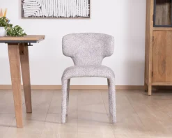 Meuble House Lot de 2 chaises de repas contemporaines “Milano” en tissu chiné gris clair à habillage intégral New