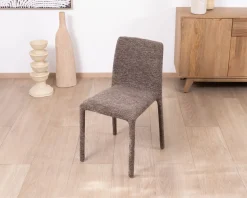 Meuble House Lot de 4 chaises de repas contemporaines en tissu cacao tramé “Otto” revêtement intégral et lignes épurées Sale