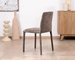 Meuble House Lot de 4 chaises de repas contemporaines en tissu cacao tramé “Otto” revêtement intégral et lignes épurées Sale