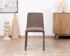 Meuble House Lot de 4 chaises de repas contemporaines en tissu cacao tramé “Otto” revêtement intégral et lignes épurées Sale