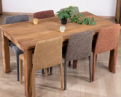Meuble House Lot de 4 chaises de repas contemporaines en tissu cacao tramé “Otto” revêtement intégral et lignes épurées Sale