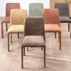 Meuble House Lot de 4 chaises de repas contemporaines “Otto” revêtement textile intégral en tissu vert sauge chiné Clearance