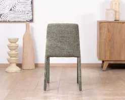Meuble House Lot de 4 chaises de repas contemporaines “Otto” revêtement textile intégral en tissu vert sauge chiné Clearance