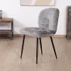 Meuble House Lot de 2 chaises de repas contemporaines en tissu bouclette gris ultra doux "Kinsac" Clearance