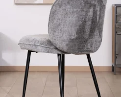 Meuble House Lot de 2 chaises de repas contemporaines en tissu bouclette gris ultra doux
