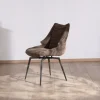 Meuble House Lot de 2 chaises de repas couleur chocolat et pieds métal design "Niko" Hot