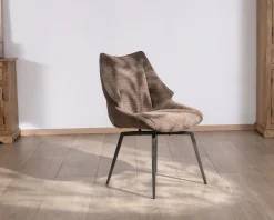 Meuble House Lot de 2 chaises de repas couleur chocolat et pieds métal design