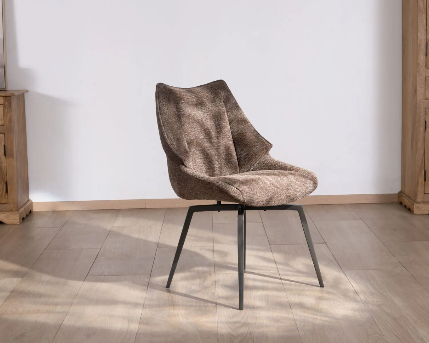 Meuble House Lot de 2 chaises de repas couleur chocolat et pieds métal design "Niko" Hot