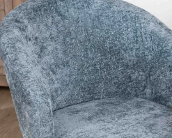 Meuble House Lot de 2 chaises de repas design en tissu bleu et pieds métal noirs 