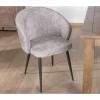 Meuble House Lot de 2 chaises de repas design en tissu gris clair et pieds métal noirs "Kandy" Clearance