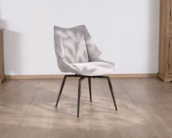 Meuble House Lot de 2 chaises de repas design et enveloppantes en tissu gris clair 
