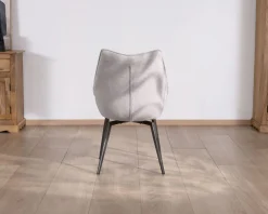 Meuble House Lot de 2 chaises de repas design et enveloppantes en tissu gris clair 