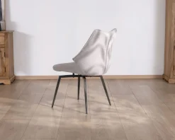 Meuble House Lot de 2 chaises de repas design et enveloppantes en tissu gris clair 