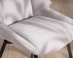 Meuble House Lot de 2 chaises de repas design et enveloppantes en tissu gris clair 