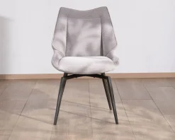 Meuble House Lot de 2 chaises de repas design et enveloppantes en tissu gris clair 