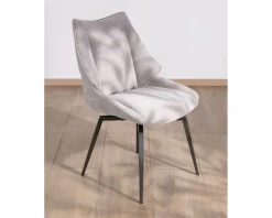 Meuble House Lot de 2 chaises de repas design et enveloppantes en tissu gris clair 