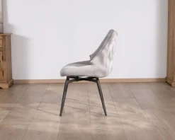 Meuble House Lot de 2 chaises de repas design et enveloppantes en tissu gris clair 