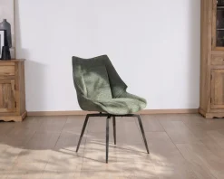 Meuble House Lot de 2 chaises de repas design et enveloppantes "Niko" tissu vert kaki Outlet