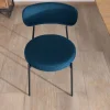 Meuble House Lot de 2 chaises de repas design minimaliste en tissu bleu et pieds métal "Lato" Discount