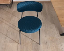 Meuble House Lot de 2 chaises de repas design minimaliste en tissu bleu et pieds métal "Lato" Discount