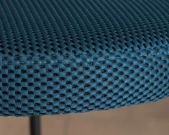 Meuble House Lot de 2 chaises de repas design minimaliste en tissu bleu et pieds métal 