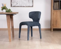 Meuble House Lot de 2 chaises de repas design sculptural en tissu bleu foncé "Milano" Outlet