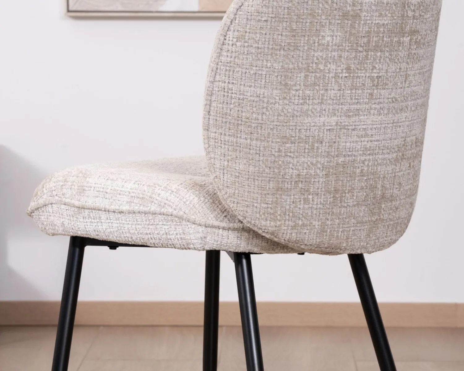Meuble House Lot de 2 chaises de repas design arrondi en tissu bouclette gris beige "Kinsac" Online