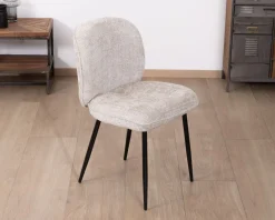 Meuble House Lot de 2 chaises de repas design arrondi en tissu bouclette gris beige