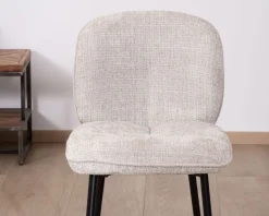 Meuble House Lot de 2 chaises de repas design arrondi en tissu bouclette gris beige